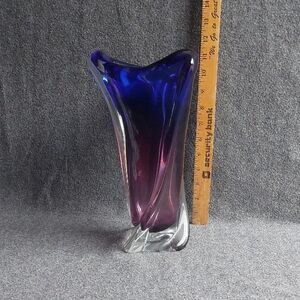 Heavy Purple and Deep Blue Glass Vase